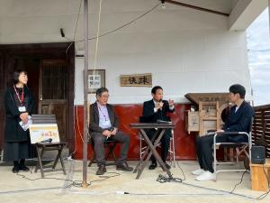 4月6日安中の洋画家9人展・山本知事との対談（後閑山荘