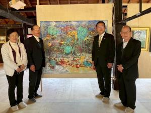 4月6日安中の洋画家9人展・山本知事との対談（後閑山荘2