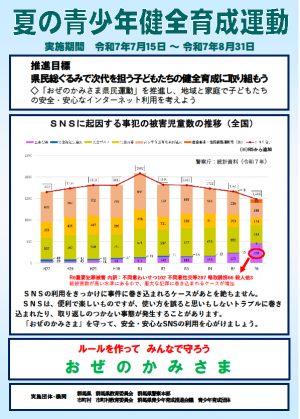 夏の青少年健全育成運動リーフレット