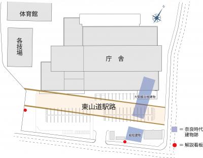 庁舎と遺跡の位置関係