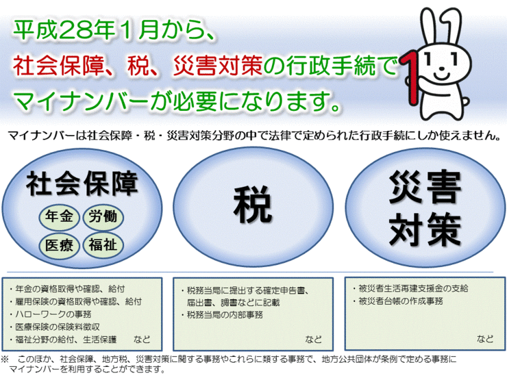 マイナンバーの利用範囲の画像1